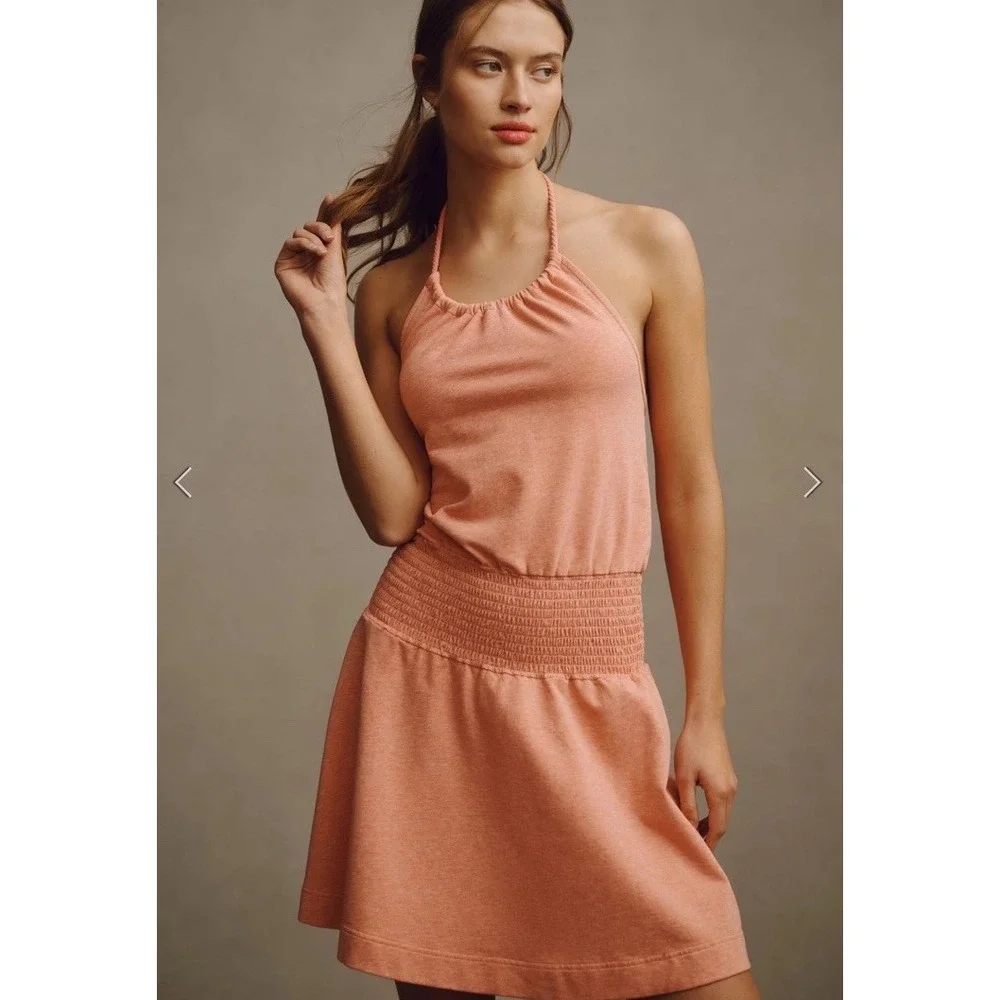 Anthropologie Coral Halter Midi Dress - Picture 2 of 9